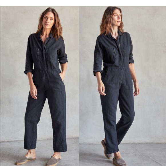 Outerknown Women Station Jumpsuit S Cotton Linen Blend Zip army utility coverall - Picture 1 of 16